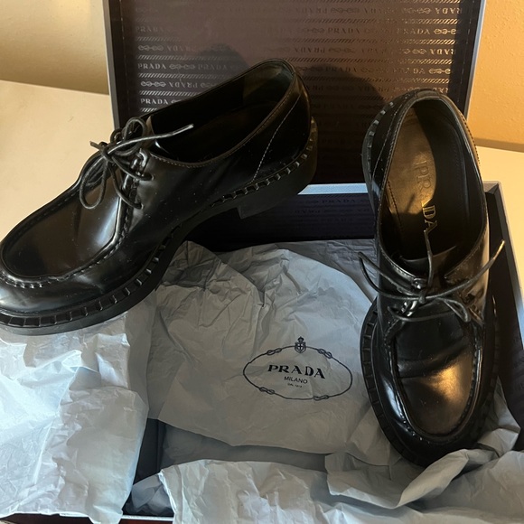 Prada Black Leather Loafers